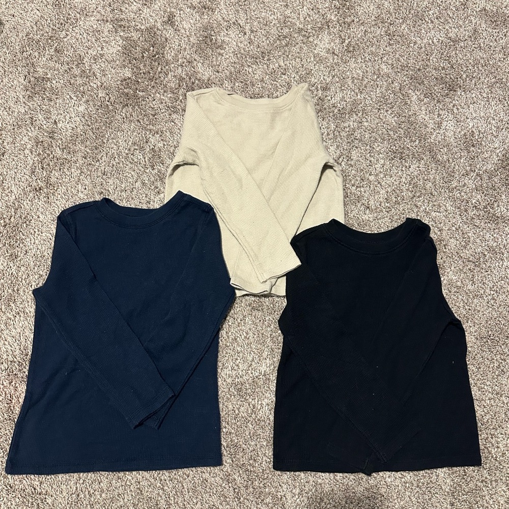 Set of four Long-Sleeve Waffle Knit Tops